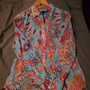 Talbots Paisley / Floral Button-Down Blouse — XS (Made in Indonesia)